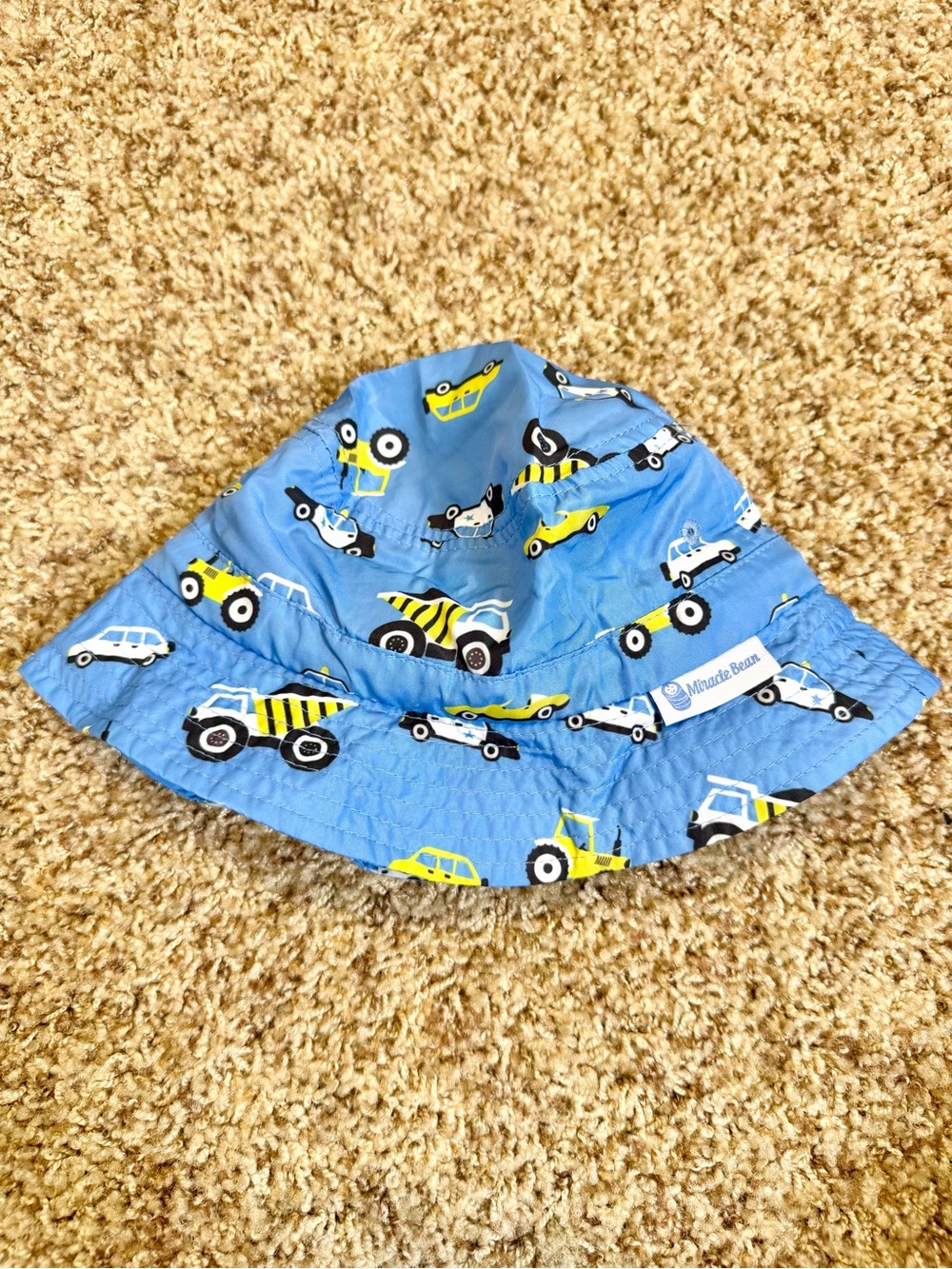 Toddler Bucket Sun Hat Blue Car Truck Police UPF50+ Adjustable Fade Resistant